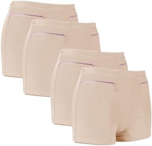 LUEXBOX Pocket Pantie for Women, Travel Underwear with Secret Pocket Panties Women's, 4 Packs (Light Brown), Light Brown