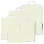 Compression Packing Cubes for Backpack,Suitcase Organiser Bags,Travel Packing Cubes Compression Set,Waterproof Travel Organiser Packing Bags,Packing Cubes for Suitcases Compression(Beige 5 Pack)