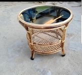 Avika Cane Bamboo Round Table, Coffee Table, Tea Table for Home, Office,End Table Tea, Snacks Table for Balcony, Office, Room, Garden(Glass not Included)