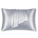 LULUSILK Silk Pillow Case King Size with Hidden Zipper, Silvergrey 100 Pure Mulberry Silk Pillowcase for Hair and Skin, Pack of 1