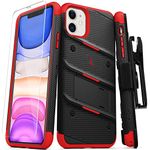 Zizo Bolt Cover - Case for iPhone 11 with Military Grade + Glass Screen Protector & Kickstand and Holster (Black