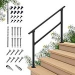 CR Fence and Rail Hand Rails for Outdoor Steps, 4 Step Handrail & Indoor Stair Railing Kit, Railings for Outdoor Steps and Hand Rails for Seniors for Porch Railing & Deck Hand Rail, 3-4 Step Railing