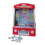 Global Gizmos Arcade Coin Pusher Game Machine Novelty, Fairground Kids, Family 50130, Red