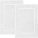 Dan River 100% Ring-Spun Cotton Bath Mats Pack of 2, 800 GSM Highly Absorbent for Kitchen Quick Drying Non-Slip Easy to Clean Machine Washable and Ultra Soft Bathroom Floor Rugs 21x34 Inches White
