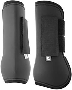 HORZE Chicago Protective Horse Tendon Boots - Lightweight Open Front Boots for Jumping, Trail Riding, and Turnout (Pair) - Black - Horse