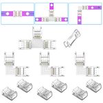 REDTRON 4 Pin LED Strip Light Connector Kit, 10mm LED Light Adapter, 6X Gapless Connectors,3X L Shape Connectors,1x T Shape Connector for 5050/3528 Waterproof LED Strip(Upgraded)