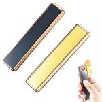 Windproof USB Arc Lighter, Slim Profile Coil Lighter, USB Arc Lighter Rechargeable, Dual Arc Lighter Plasma Flameless, USB Rechargeable Lighter, Windproof Flameless Lighter (Black+Gold)