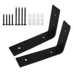 2X Shelf Brackets for Wooden Shelves Black Powder Coated Industrial Look Support 50 kgs Farmhouse Decor Hardware Included 150mm X100mm