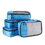 Amazon Basics Packing Cubes for Suitcases, Travel Organisers, Zipper, 4 Count (Pack of 1), Small, Sky Blue