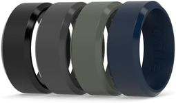 Enso Rings Bevel Classic Silicone Wedding Ring – Hypoallergenic Unisex Wedding Band – Comfortable Band for Active Lifestyle - Obsidian/Slate/Navy/Pine - 10