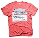 Budweiser Officially Licensed Label T-Shirt (Red-Heather), L