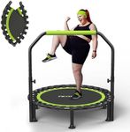 Foldable Mini Trampoline, 40"/48" Rebounder Trampoline for Adults & Kids, 450lbs Capacity with U-Shaped Adjustable Bar, Indoor Fitness Workout Exercise Equipment