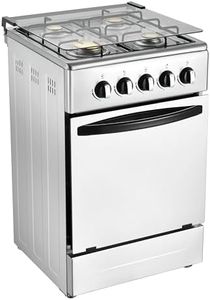 20-Inch Gas Range with 4 Burners, 68L Rotary Baking Oven, Stainless Steel Body, Double Layer Tempered Glass Door (NG-LPG Conversion Kit)