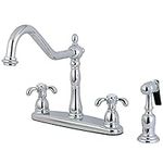 Kingston Brass KB1751TXBS French Country Set Kitchen Faucet with Brass Sprayer, 8-5/8-Inch, Polished Chrome