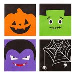 100 PK Halloween Cocktail Napkins - 4 Assorted Designs - 3-Ply Halloween Paper Napkins for Halloween Party Supplies Disposable Party Napkins Ghost Paper Beverage Napkins Bulk Kids Birthday