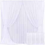 4 Panels White Backdrop Curtain for Parties Wedding Wrinkle Free White Photo Curtains Backdrop Drapes Fabric Decoration for Baby Shower 20ft(W) x 10ft(H)