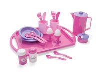 Dantoy Breakfast Set with Tray, Role Play Tea with 23 Pieces Kids Pretend Play, Made in Denmark – Princess Pink