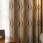 2 Panels Set Modern Striped Curtains for Living Room (Coffee, 2 x 66x72 Inch)