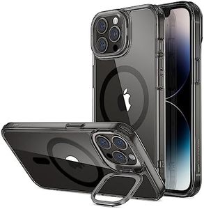 ESR for iPhone 14 Pro Max Case, MagSafe Phone Case Supports Magnetic Wireless Charging, Built-in Camera Ring Stand, Scratch-Resistant Back, Classic Kickstand Cover for iPhone 14 Pro Max, Clear Black