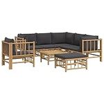 vidaXL Bamboo Garden Lounge Set wit
