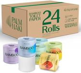 Bamboo Toilet Paper | Gentle Feel, Strong & Absorbent | Tree-Free & Eco-Friendly | Rapid-Dissolving & Septic-Safe | Lint-Free, BPA/PFAS-Free, No Fragrance | 24 Rolls, 360 Sheets | PALM NAKI