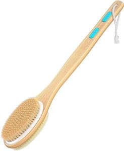 LOVEWEE Shower Brush with Soft and Stiff Bristles, Bath Dual-Sided Long Handle Back Scrubber Body Exfoliator for Wet or Dry Brushing