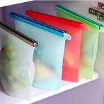 VIVITO Reusable Silicone Food Storage Bags (1000ml)– Airtight & Leakproof | Freezer, Microwave & Dishwasher Safe | Ziplock Containers for Liquids, Fruits, Vegetables | Multicolor | (Pack of 4)