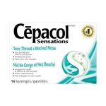 Cepacol Sensations Sore Throat and Blocked Nose, Sore Throat lozenges 16 count