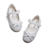 Otter MOMO Toddler/Little Girls Mary Jane Ballerina Flats Shoes Slip-on School Party Dress Shoes, D708-white, 6 Toddler