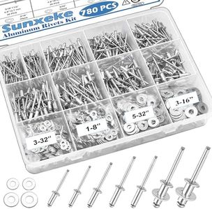 Sunxeke 780pcs Pop Rivets with Washers Assortment Kit,14 Sizes Pop Aluminum Rivets(3/32 1/8 5/32 3/16 1/4 inch) and 4 Sizes washers,Assorted Blind Rivets for DIY/Automotive Repairs/Furniture with Box