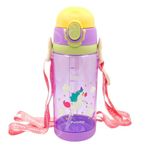 PLUSPOINT Space Astronaut Water Bottle for Kids Cute Cartoon Leak-Proof 1200ml Sipper Bottle with Straw, Flip Cover, BPA-Free, School water bottle for boys girls (Uni-Purple)