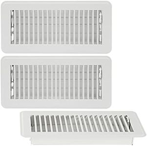 3 Pack Air Vent Register, Floor Vent Covers 4x10 with Damper for HVAC Systems with 9.5 x 3.5 in Opening (White)