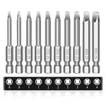 MulWark Robertson Square Allen Wrench Drill Bits Set 10PC Screwdriver Bit Set, 2.3" Long 1/4" Diameter Quick Release Shank Magnetic Square Drive Bit Set for Assembling Furniture