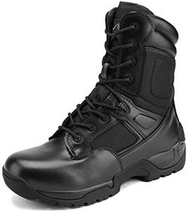 NORTIV 8 Men's Military Tactical Work Boots Side Zip 8 Inches Hiking Motorcycle Combat Boots Black 8 Wide RESPONSE-W