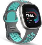 Yoohoo Compatible with Fitbit Versa 3 Straps/Fitbit Versa 4 Strap/Fitbit Sense Strap/Fitbit Sense 2 Strap for Women Men,Sport Breathable Soft Silicone Wristband Replacement for Fitbit Watch,Small