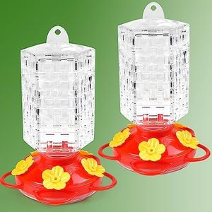 JALAMWANG Hummingbird Feeder 15 oz, Glass Hummingbird Feeders for Outdoors Hanging 5 Feeding Stations Leak-Proof Easy to Clean and Fill Containing Ant Moat, for Attract Hummingbird (Pack of 2)