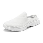 DREAM PAIRS Women's Mules Shoes Slip on Sneakers Knit Flats Platform Lightweight Breathable Non-Slip Walking Shoes,SDML2201W,White,Size 9