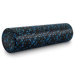 ProsourceFit High Density Foam Rollers 24 - inches long, Firm Full Body Athletic Massage Tool for Back Stretching, Yoga, Pilates, Post Workout Muscle Recuperation, Black/Blue