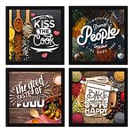 ArtX Kitchen Spices Motivational Funny Quotes, Wall Art Painting Framed Posters, 20 X 20 inches, 10.0 X 10.0 inches Each, Multicolor, Synthetic Wood, Set of 4 (AXJ00110-SPI)