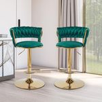 Creative Seating System Set of 2 Bar/Kitchen Chairs 360 Degree Rotatable Swivel Golden Plated Velvet bar Stool/Chair