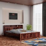 AMBICA WOODMART Sheesham Wood King Size Bed Without Storage Solid Wooden Cot Bed Double Bed Elegant and Functional Bedroom Living Room Home Walnut Finish | (A-37)