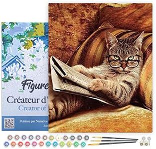 Figured'Art Paint by Numbers Kit for Adults with Frame Don't Mess with This Cat 16"x20" - Craft Art Painting DIY Kit Canvas Already Stretched on a Wooden Frame