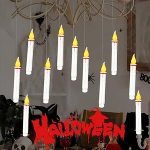 Halloween Floating Candles,10 Pack White LED Floating Candles with Remote,8 inch Magic Floating Candles Battery Operated for Window Indoor Home Church Halloween Decorations
