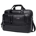 CLUCI Briefcases for Men Leather Travel Business 15.6 inch Laptop Bag Large Capacity Shoulder Bag Black