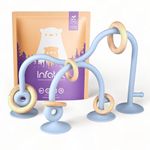 Infatot® Suction Toy Baby - Baby Toys 6 Months Plus - Wood & Silicone Baby Sensory Toys for Babies - Baby Sensory Toys, Wooden Baby Toys, High Chair Toys for Early Development Baby Gifts - Blue