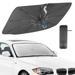 PEMOTech 56 * 32" Car Windscreen Sun Shade, 360°Rotation Foldable Car Windshield Sun Shade, Car Front Windshield Sunshade, Car Umbrella UV Protection Suitable for Cars Trucks SUVs