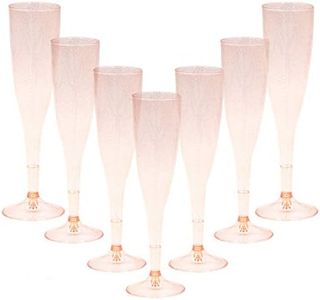 Homy Feel Rose Gold Glitter Plastic Rose Gold Wine Glasses 30 Pack,6.5 OZ Champagne Flutes Disposable for Valentine's Day,Plastic Champagne Flutes,Mimosa Bar Glasses,Valentine's day Supplies