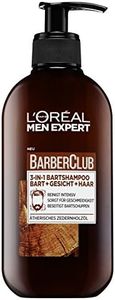 L'Oréal Men Expert Barber Club 3-in-1 Beard Shampoo, Daily Beard Care Cleans Gentle Disinfected Beard and Hair Removes Bartschuppen (200 ML)