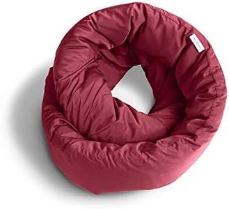 Huzi Infinity Pillow - Versatile Soft Neck Support Scarf Travel Pillow for Sleep in Flight, Airplane, Home, Office - Machine Washable (Burgundy)