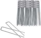 HEHALI 240 Pack Landscape Staples 6 Inches 11 Gauge Stakes, U-Shaped Pins, Galvanized Garden Stakes and Landscaping Staples for Anchoring Landscape Fabric